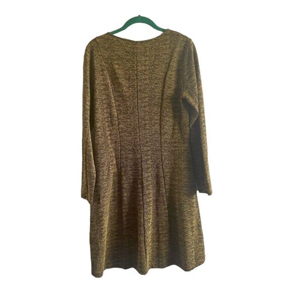 H&M Yellow & Black Long Sleeve Textured Knit Midi Skater Dress; SZ M; BNWT - Picture 2 of 8